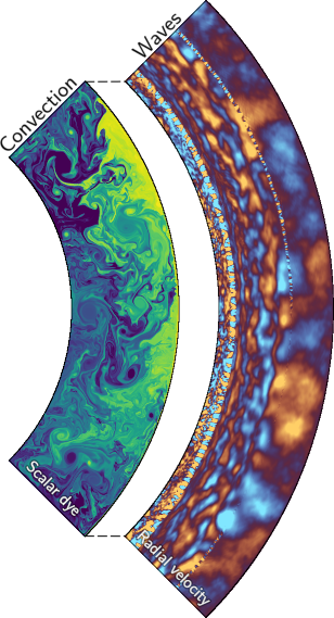 A snapshot of a stellar simulation with a wedge shaped domain
